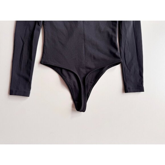 Aritzia BABATON Contour Black Jersey Henley Long Sleeve Bodysuit, Size XS - Picture 5 of 9